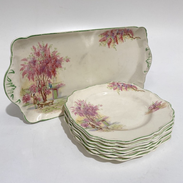 DINNERWARE, Vintage Plate or Platter Square - Pink Blossom